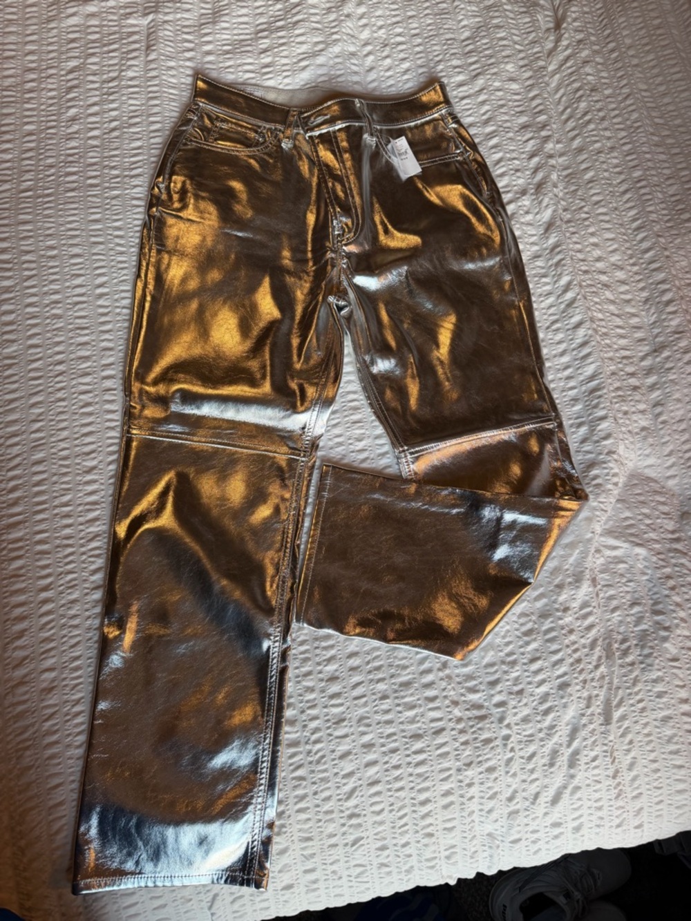 GAP Metallic Silver Cheeky Straight-Leg Pants NWT 30 Petite or 10 Short